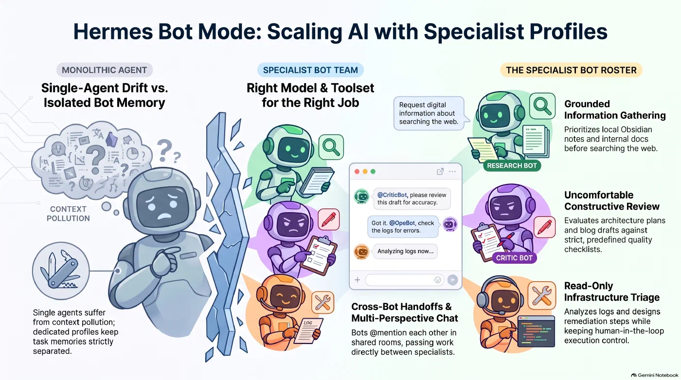 Hermes Bot Mode: Every Profile Becomes a Named Bot with Its Own Chat, Role, Model, and Skills - AI generated